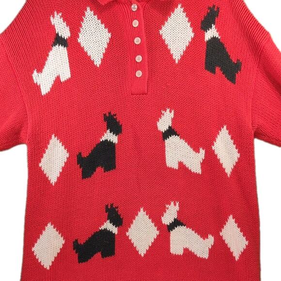 Vintage KLOKO Scotty Dog Sweater Red Ramie Polo Men’s M Hong Kong 80s 90s Rare - Picture 3 of 8
